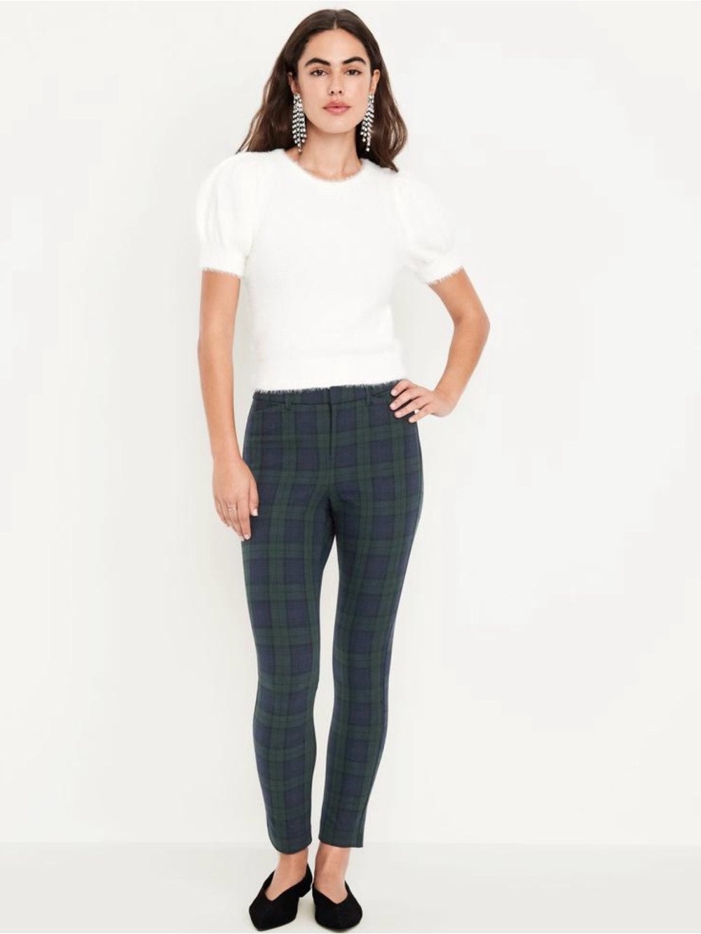 Old Navy Pixie Skinny Ankle Pants Navy Plaid 18 Petite